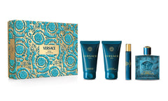 Versace Eros 100ml EDP + 75ml Bálsamo aftershave + 75ml Gel de ducha + 10ml EDP Mini para hombre Set de regalo