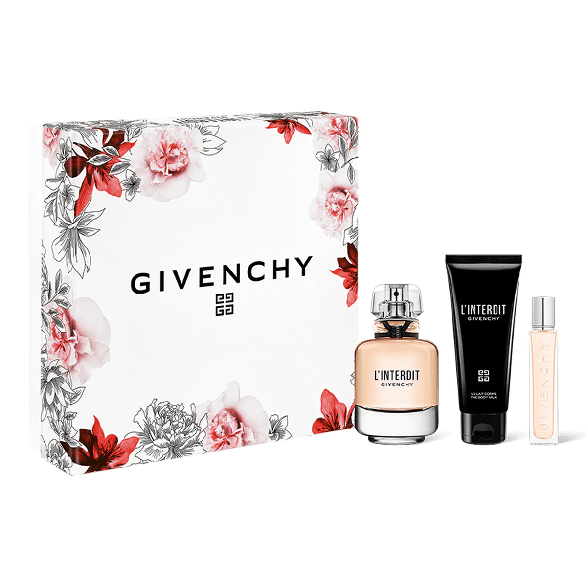 Givenchy L'interdit 80ml EDP + 75ml Body Milk + 12.5 ml Mini for Women Gift Set
