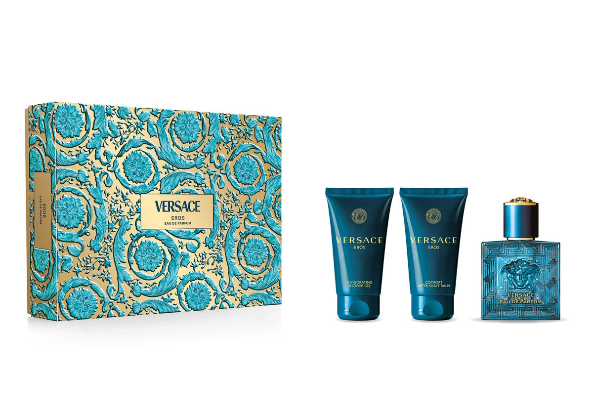 Set de regalo Versace Eros 50ml EDP + Bálsamo aftershave 50ml + Gel de ducha 50ml para hombre