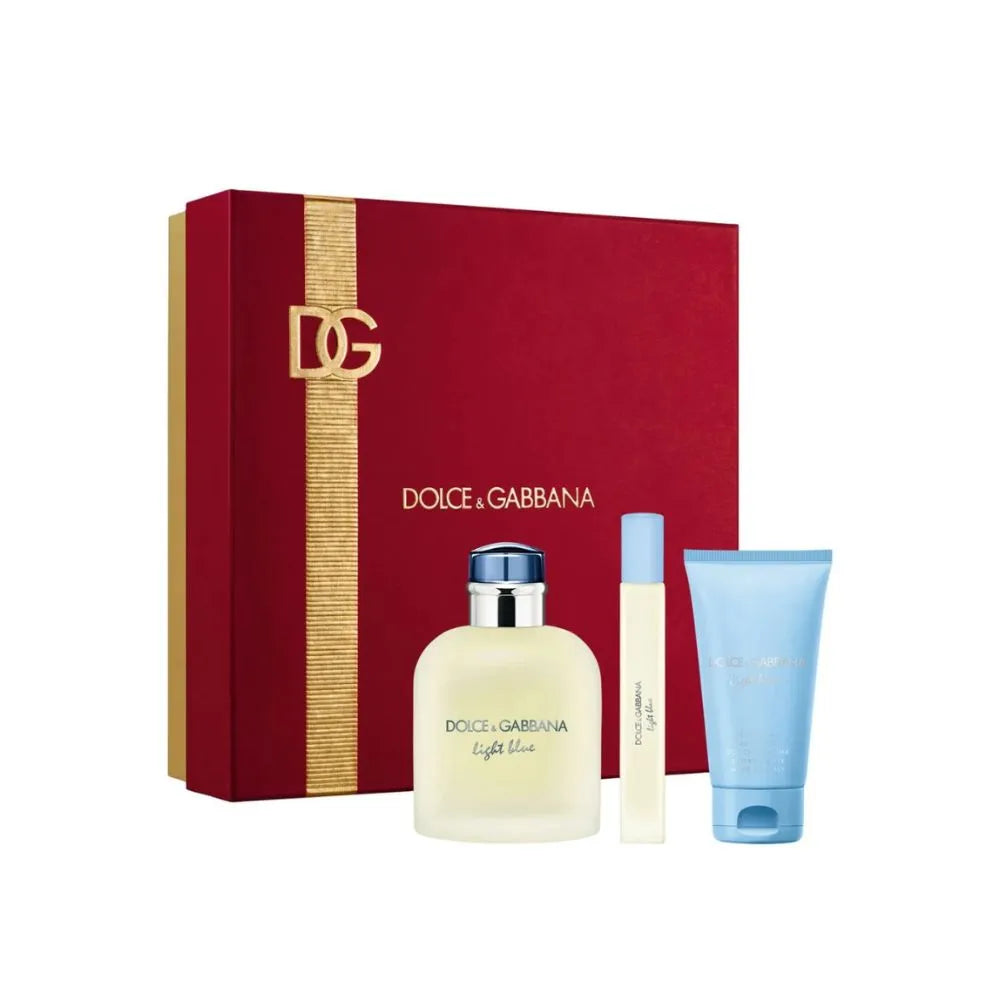 Dolce &amp; Gabbana Light Blue 125ml EDT + 50ml Tusfürdő + 10ml EDT férfiaknak ajándékszett