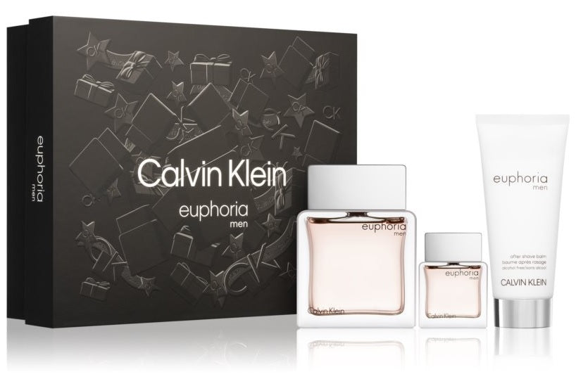 Coffret Calvin Klein Euphoria 100 ml EDT + 15ml EDT + 100ml Baume Après-Rasage pour Hommes