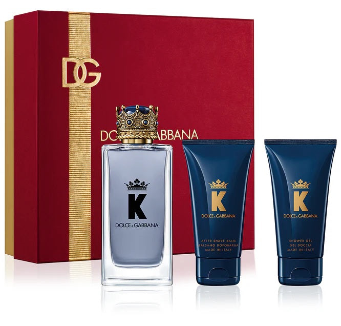 Dolce &amp; Gabbana K 100ml EDT + 50ml Tusfürdő + 50ml Borotválkozás utáni balzsam férfiaknak ajándékszett