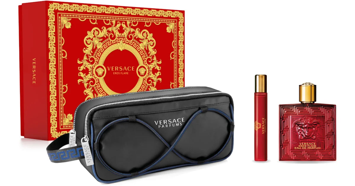 Coffret cadeau Versace Eros Flame 100ml EDP + Mini 10ml + Sac pour Homme