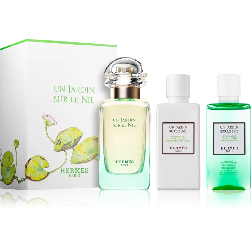 HERMÈS Un Jardin Sur Le Nil 50ml EDT + 40ml testápoló + 40ml tusfürdő uniszex ajándékszett