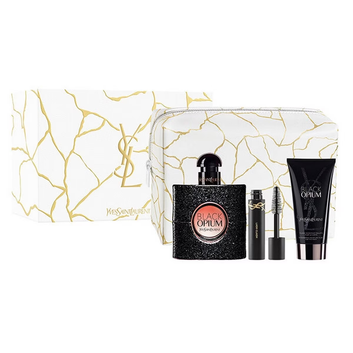 YSL Black Opium 50ml EDP nőknek ajándékszett + 50ml testápoló + szempillaspirál + tasak