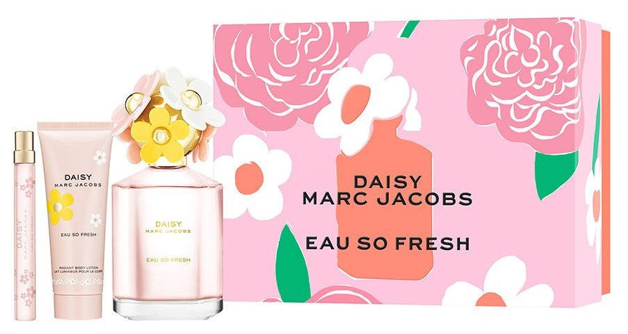 Coffret cadeau Marc Jacobs Daisy Eau So Fresh 125ml EDT + Lait corporel 75ml + 10ml EDT pour femmes