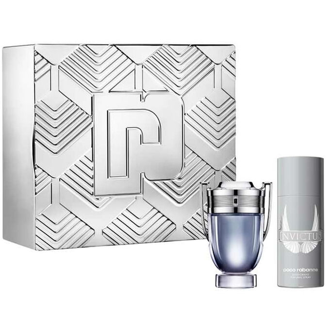 Paco Rabanne Invictus 100ml Spray EDT + 150ml Spray Déodorant pour hommes Coffret Cadeau