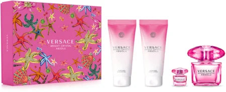 Versace Bright Crystal Absolu 90ml EDP + 5ml Mini + 100ml Shower Gel + 100ml Body Lotion for Women Gift Set