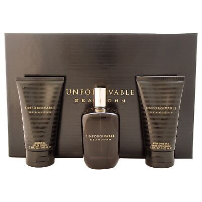 Sean John Unforgivable 125ml EDT + 100ml Gel Douche + 100ml Après-rasage Coffret Cadeau pour Hommes