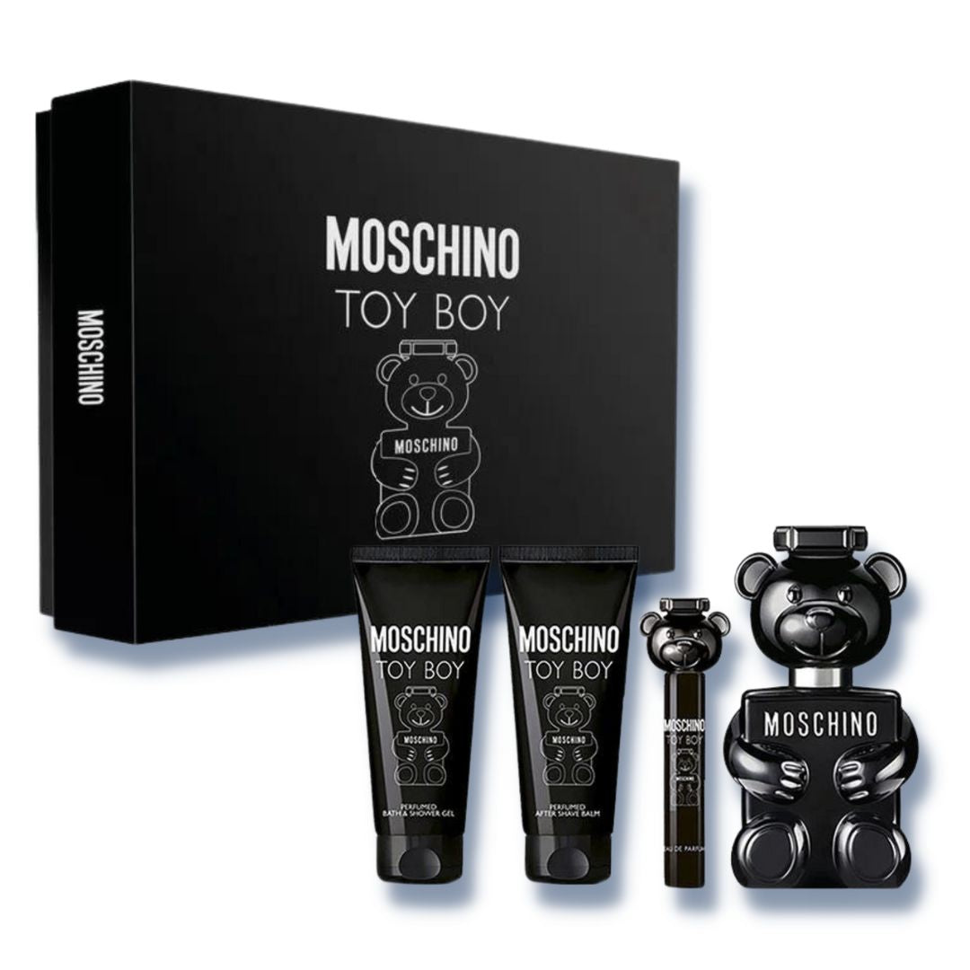 Coffret cadeau Moschino Toy Boy 100ml EDP + 100ml gel douche + 100ml après-rasage + Mini pour hommes