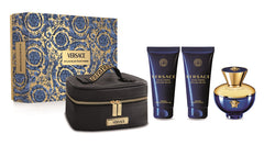 Versace Dylan Blue Geschenkset: 100 ml Eau de Parfum + 100 ml Duschgel + 100 ml Bodylotion + Tasche