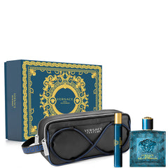 Versace Eros for Men 100 ml Eau de Parfum Geschenkset + 10 ml Mini + Kulturbeutel